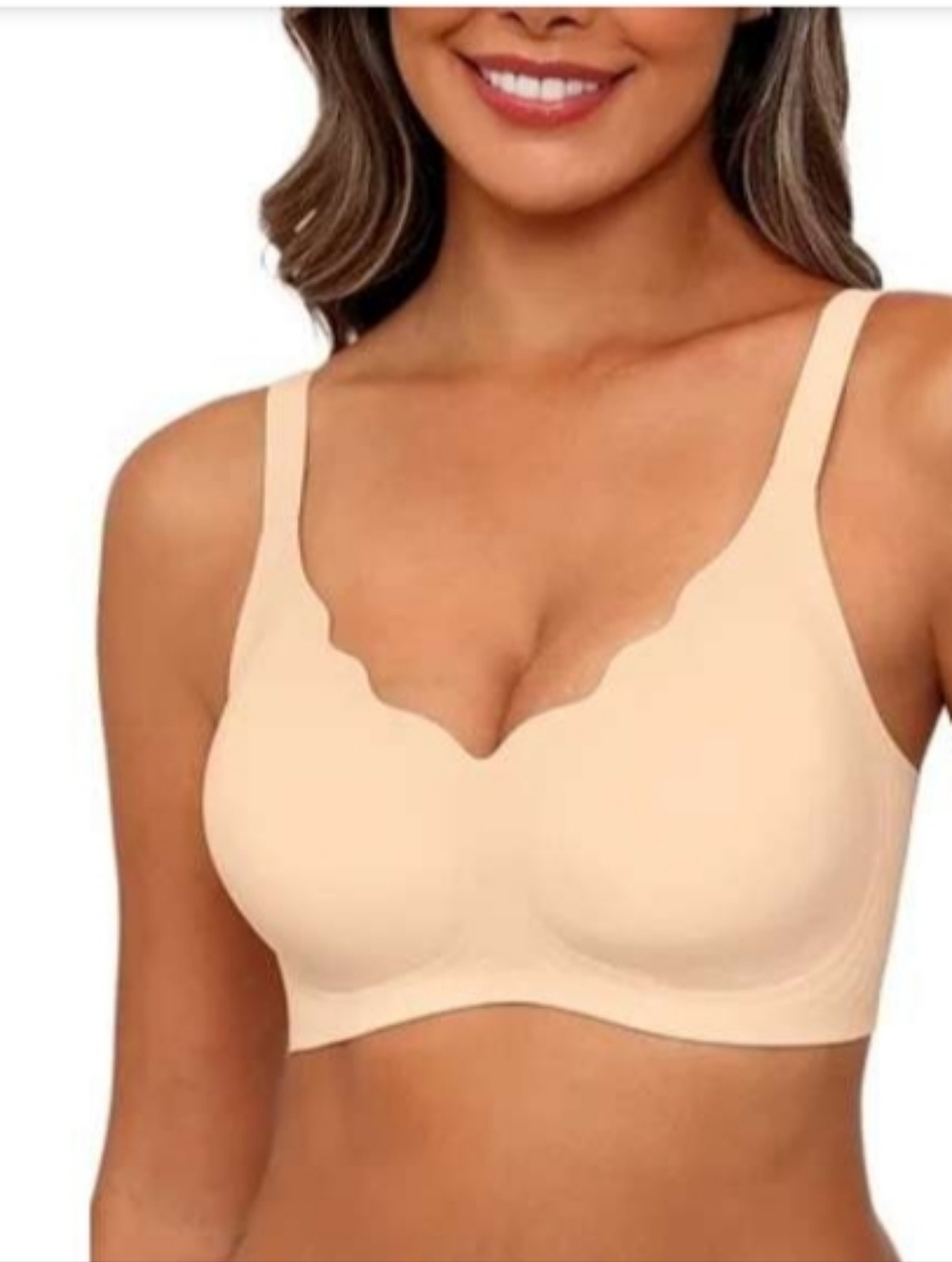 MINTREUS Women's Seamless Bras No Underwire Scalloped Soft Wireless. Size:2XL